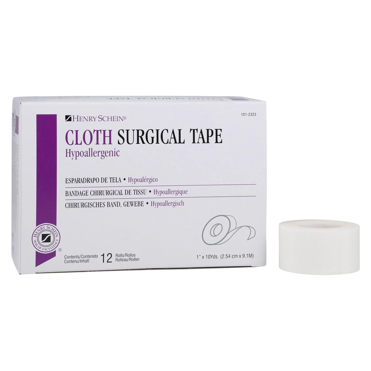 Henry Schein Surgical Tape Cloth, 1" x 10 yd, White, Non-Sterile, 12/Box