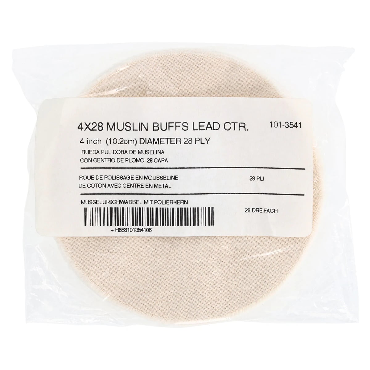 Muslin Buff With Lead Center, 4" x 28 Ply
