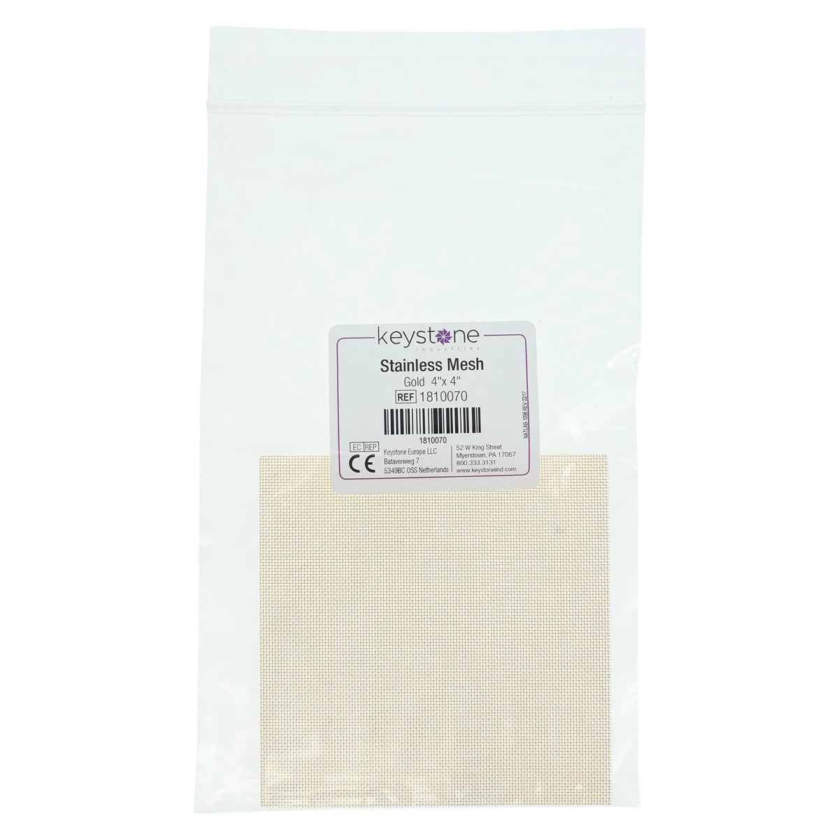 Keystone Gold Mesh 4" x 4", Plate Strength, 1/Pkg