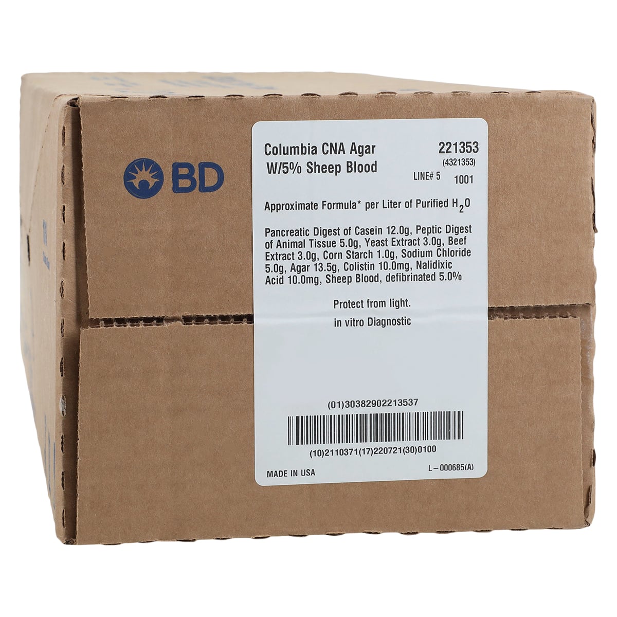 BBL Columbia CNA Agar with 5% Sheep Blood, Prepared Media Plates, 100/Box