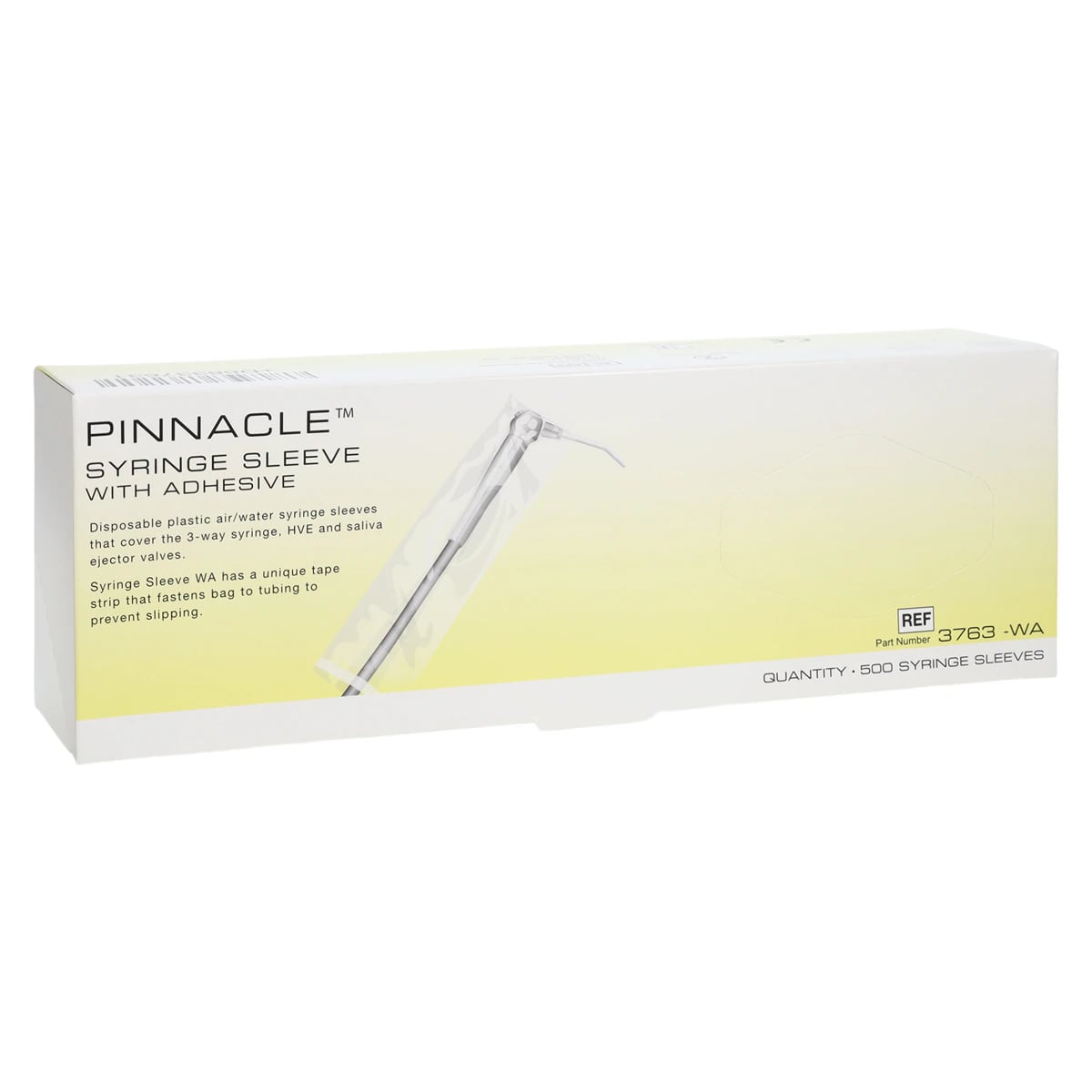 Pinnacle Syringe Sleeve with Adhesive Strip, 2.5" x 11.5", Clear, 500/Box, Model 3763-WA