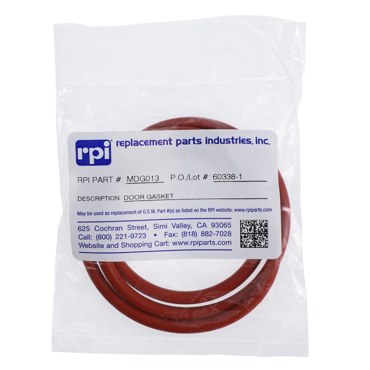 Door Gasket 5500/7000, 8.500" OD x .210" dia., Chemiclave/Aquaclave, RPI Parts