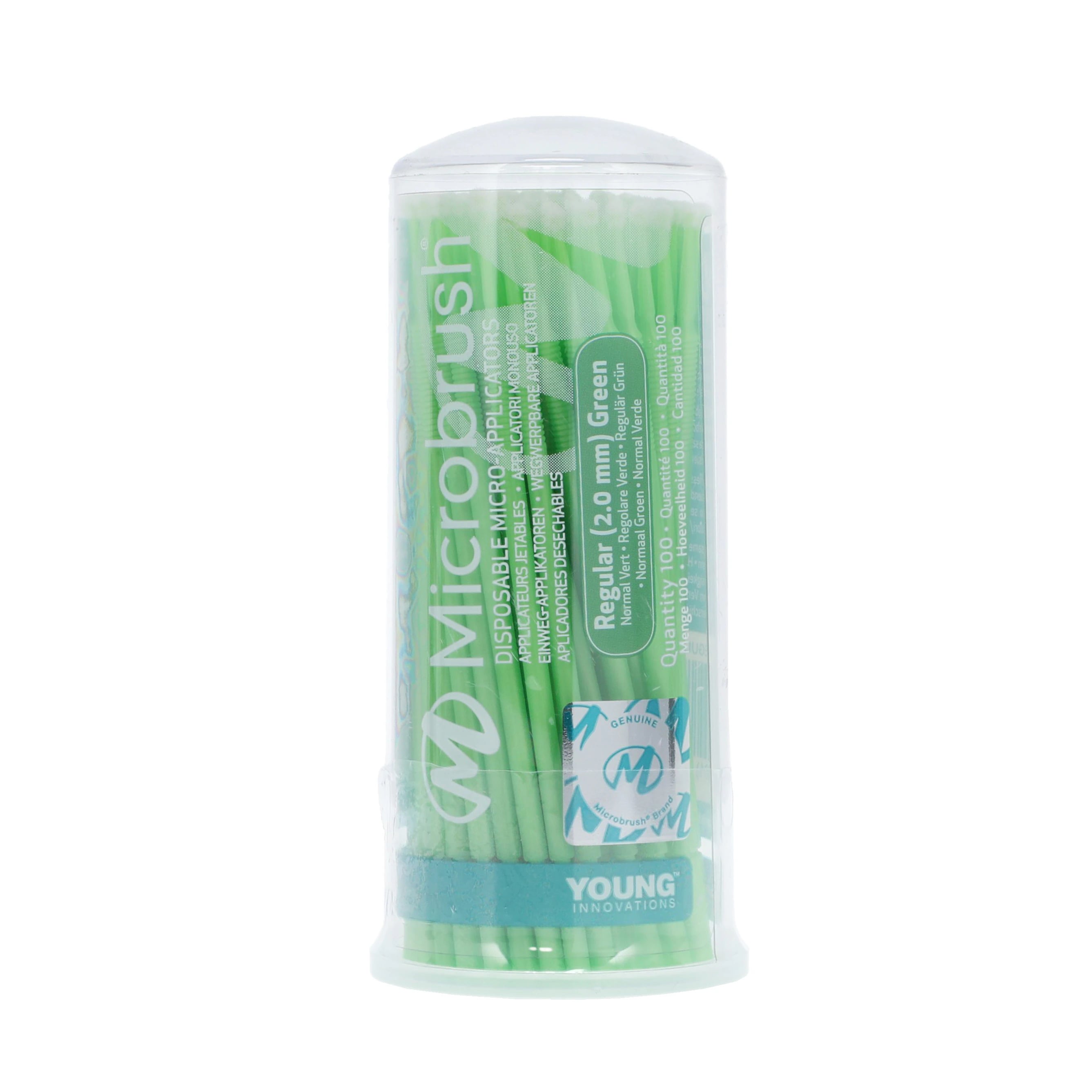 Microbrush Tube Series Disposable Micro Applicators, Regular (2.0 mm), Green, 100/Tube, MRG400
