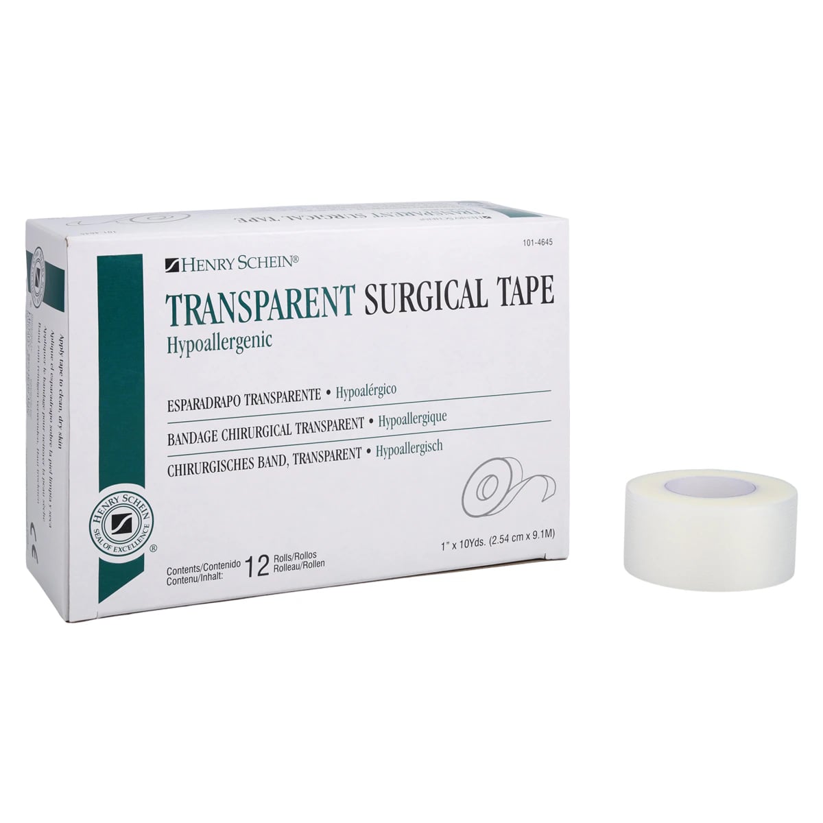 Henry Schein Surgical Tape, Plastic, Transparent, Non-Sterile, 1" x 10 yd, 12/Box
