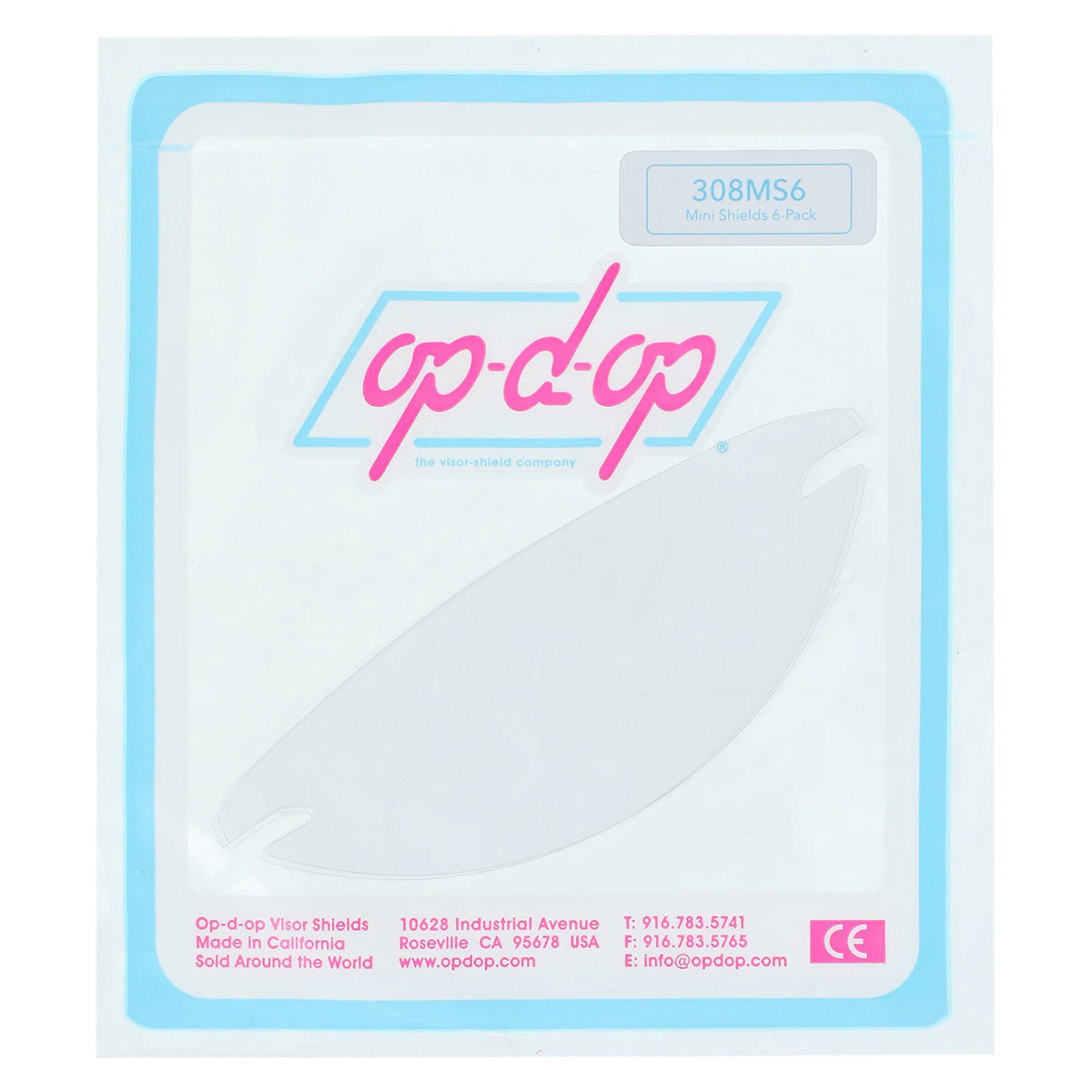 Op-D-Op Visor Shield Protective Barrier System Mini Replacement Shields, Clear, Disposable, 6/Pkg, 308MS6