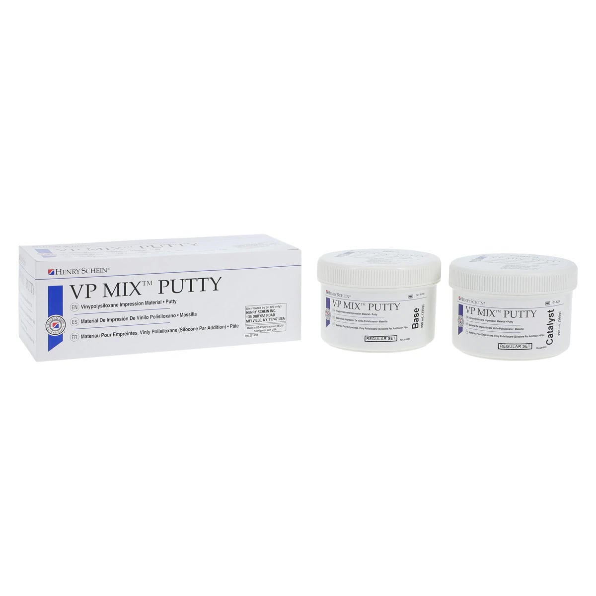 VP Mix Putty Vinyl Polysiloxane Impression Material, Regular Set, 290 mL, Dark Blue, Unflavored, 2/Pk