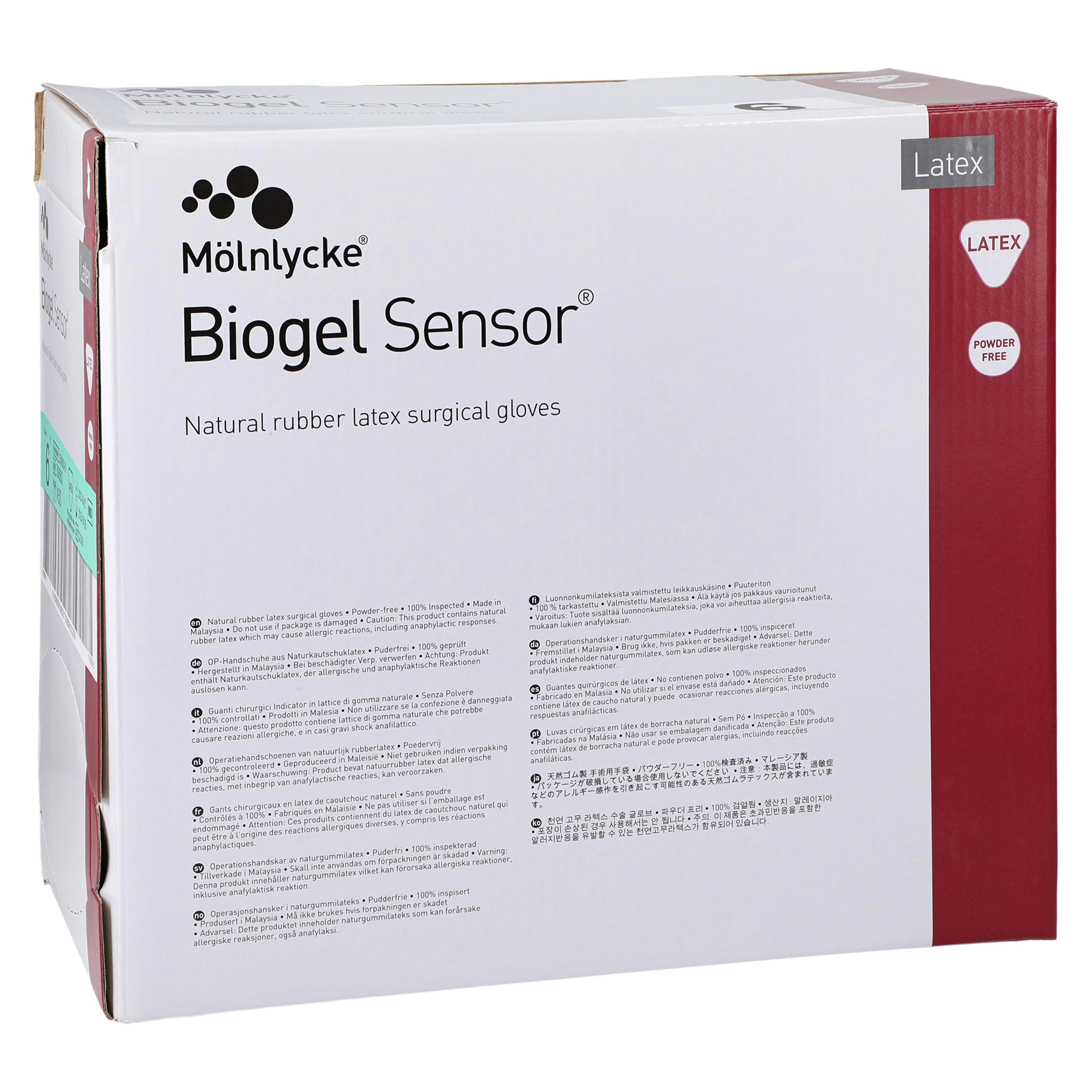 Biogel Sensor Latex Surgical Gloves, Powder Free, Size 6, Straw, 50 Pairs/Box
