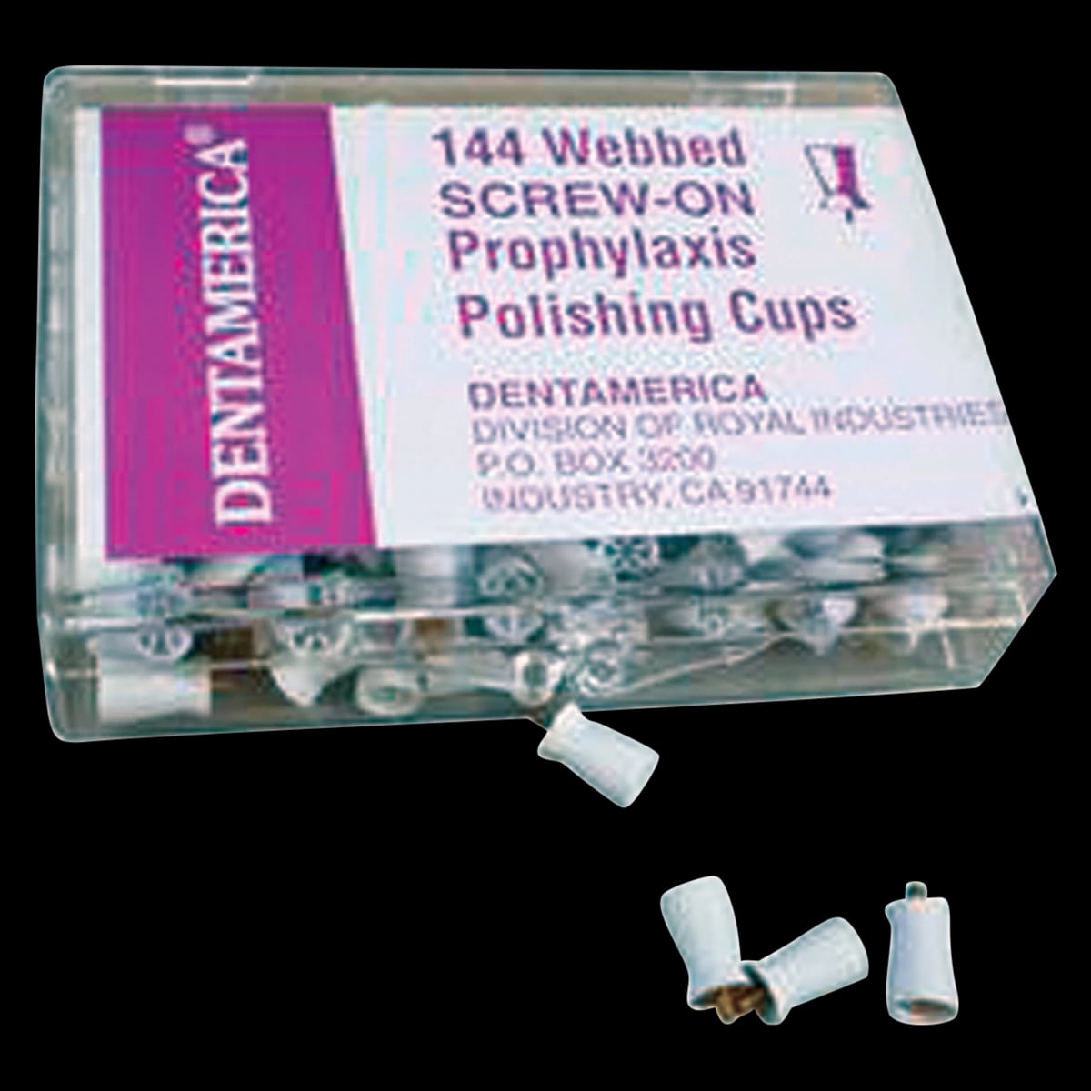 Dentamerica Disposable Prophy Cups, Screw-On, 6-Webbed, Medium-Soft, White, 144/Pk, #402