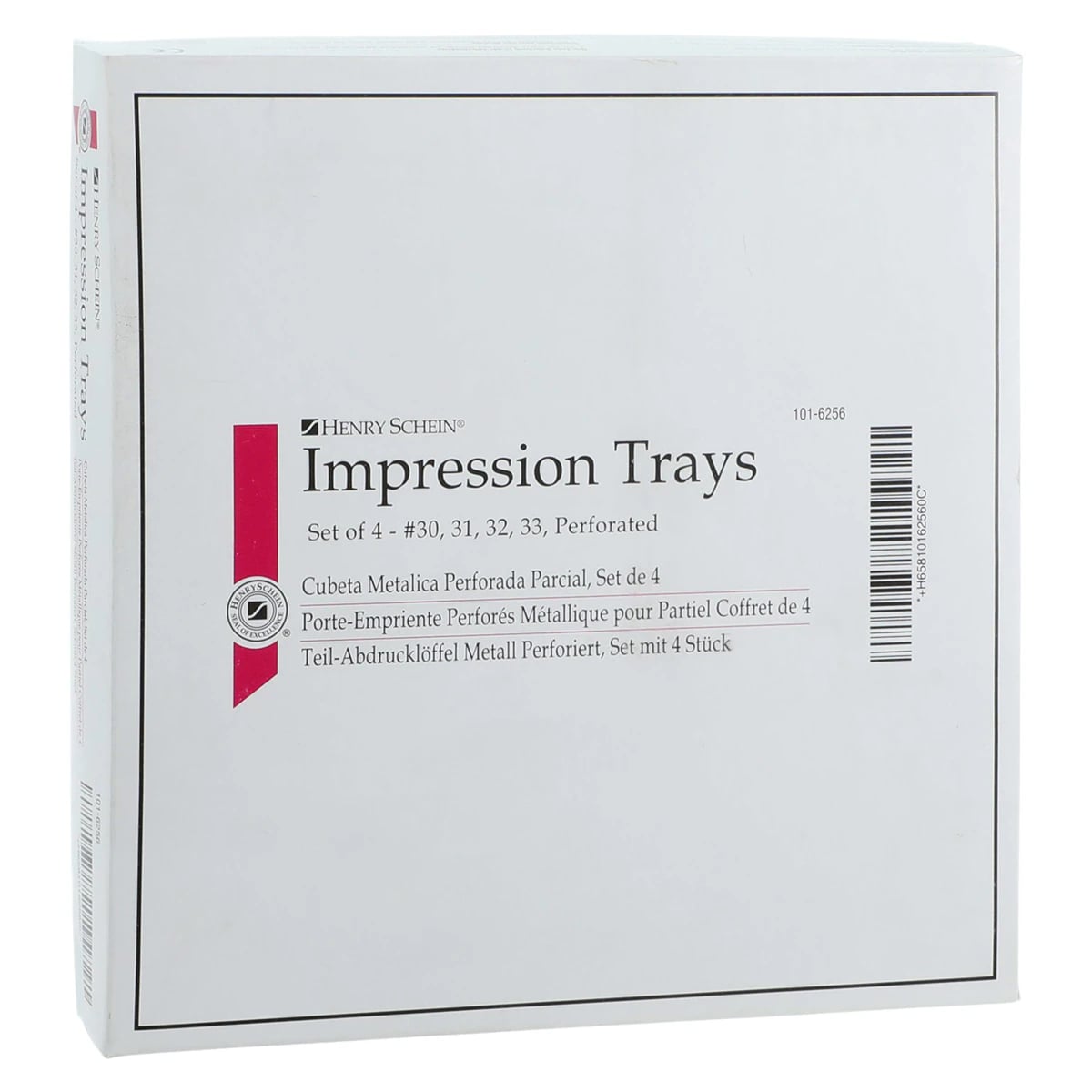 Impression Tray Metal Partial, Stainless Steel, Perforated, Non-Water Cooled, 4/Box