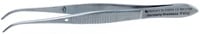Henry Schein Eye Dressing Forceps, Curved, 4-1/2" Stainless Steel, Autoclavable, Each