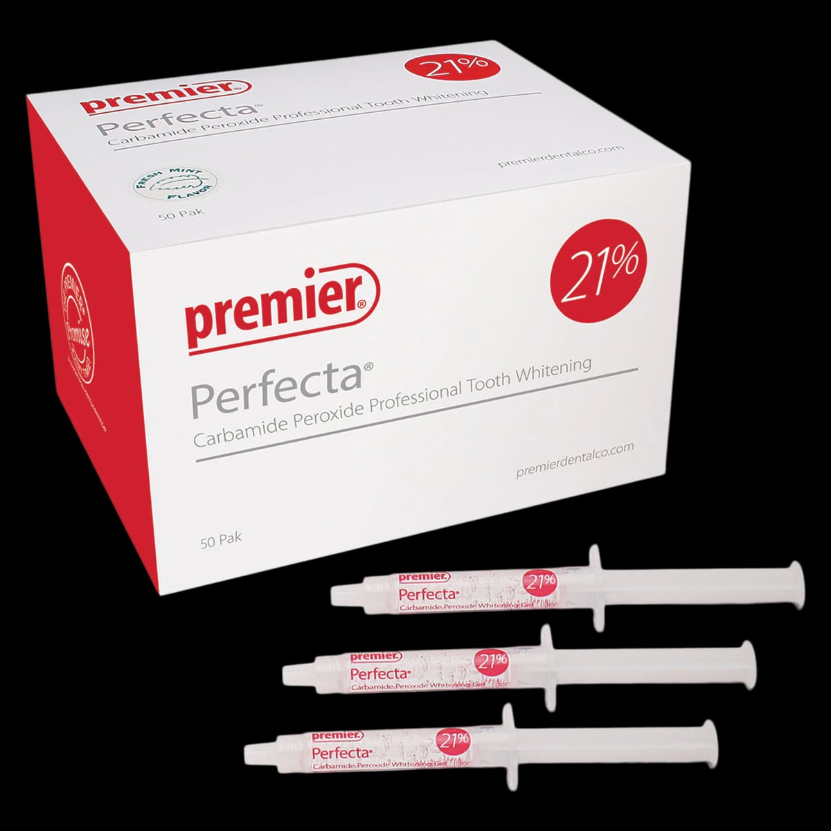Perfecta 16% Carbamide Peroxide Take-Home Whitening Gel Syringe Kit, Unflavored, 50 x 3cc Syringes, #4004160