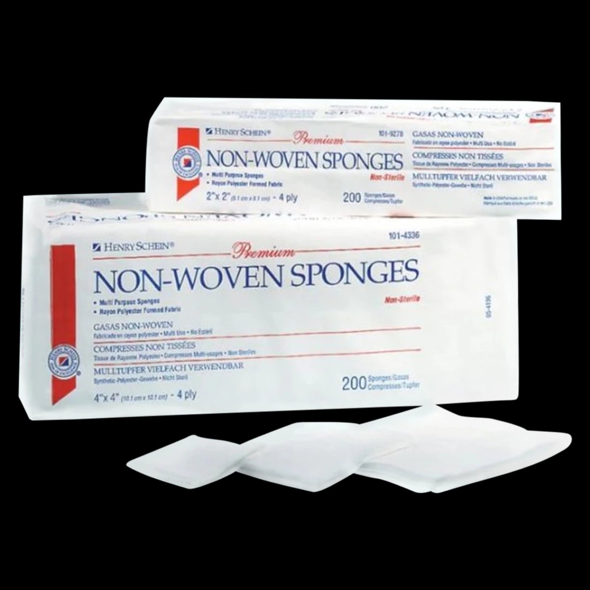 Henry Schein Premium Non-Woven Sponge, 3x3", 4-Ply, Non-Sterile, Quarter-Fold, 200/Box