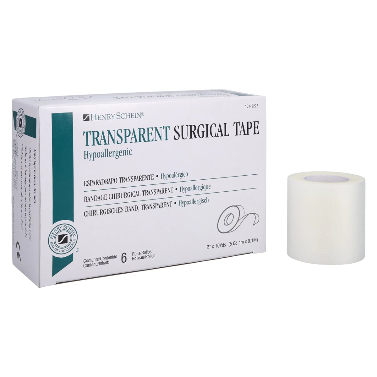 Henry Schein Surgical Tape, Plastic, Transparent, Non-Sterile, 2" x 10 yd, 6/Box