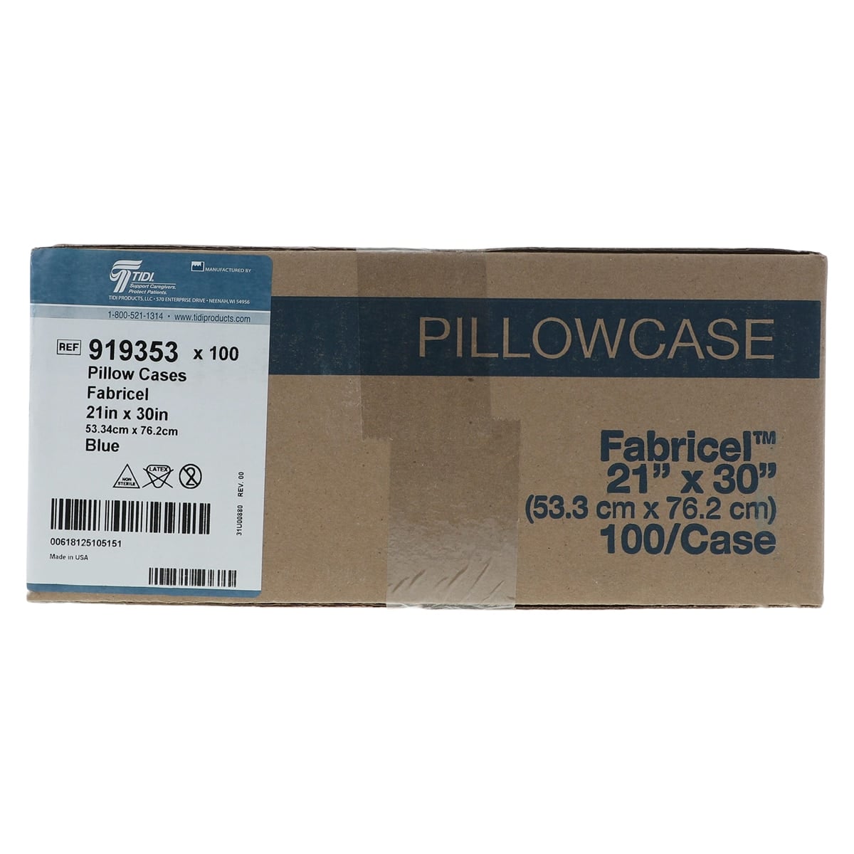 Tidi Fabricel Pillowcase, Moisture Resistant, Disposable, 21 in x 30 in, Blue, Tissue/Poly, 100/Box