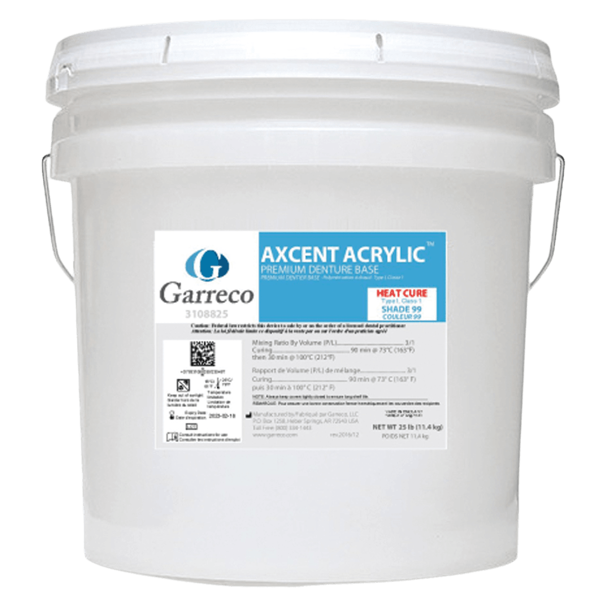 Axcent Premium HC Powder, Heat Cure Denture Resin Base, #99, 25 lb