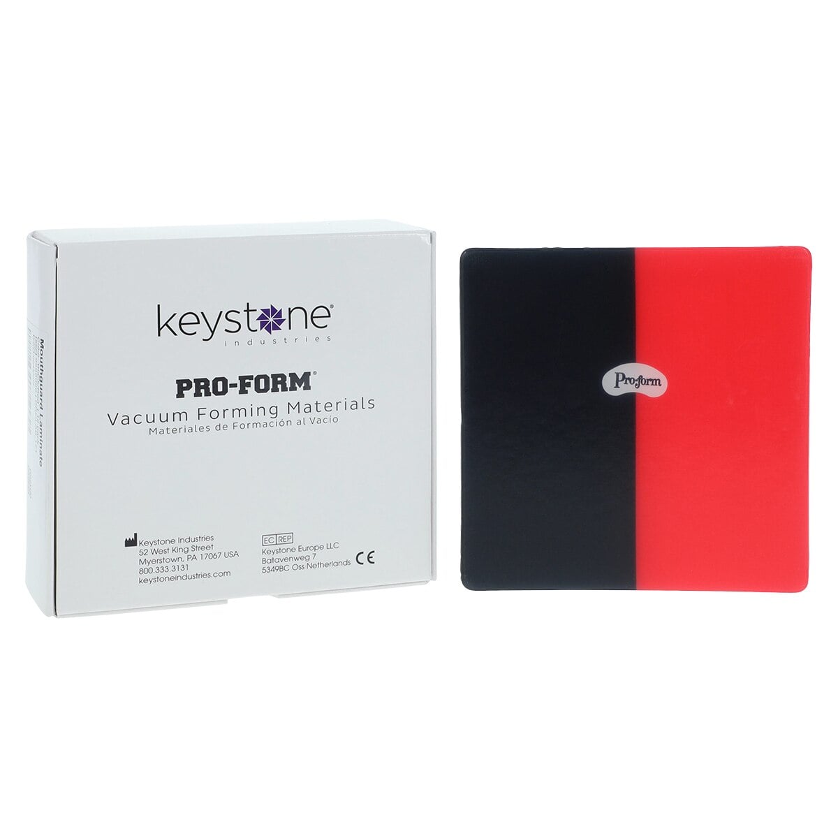 Pro-form Mouthguard Laminates Dual-Color, 0.160" (4mm), 5" x 5", Black/Red, 12/Pkg, 9598090