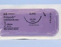 Medtronic Polysorb Absorbable Suture, Size 0, 36" Polyester Braid, GS-24 Taper Point 1/2 Circle Needle 40mm, Coated Violet, 36/Cr