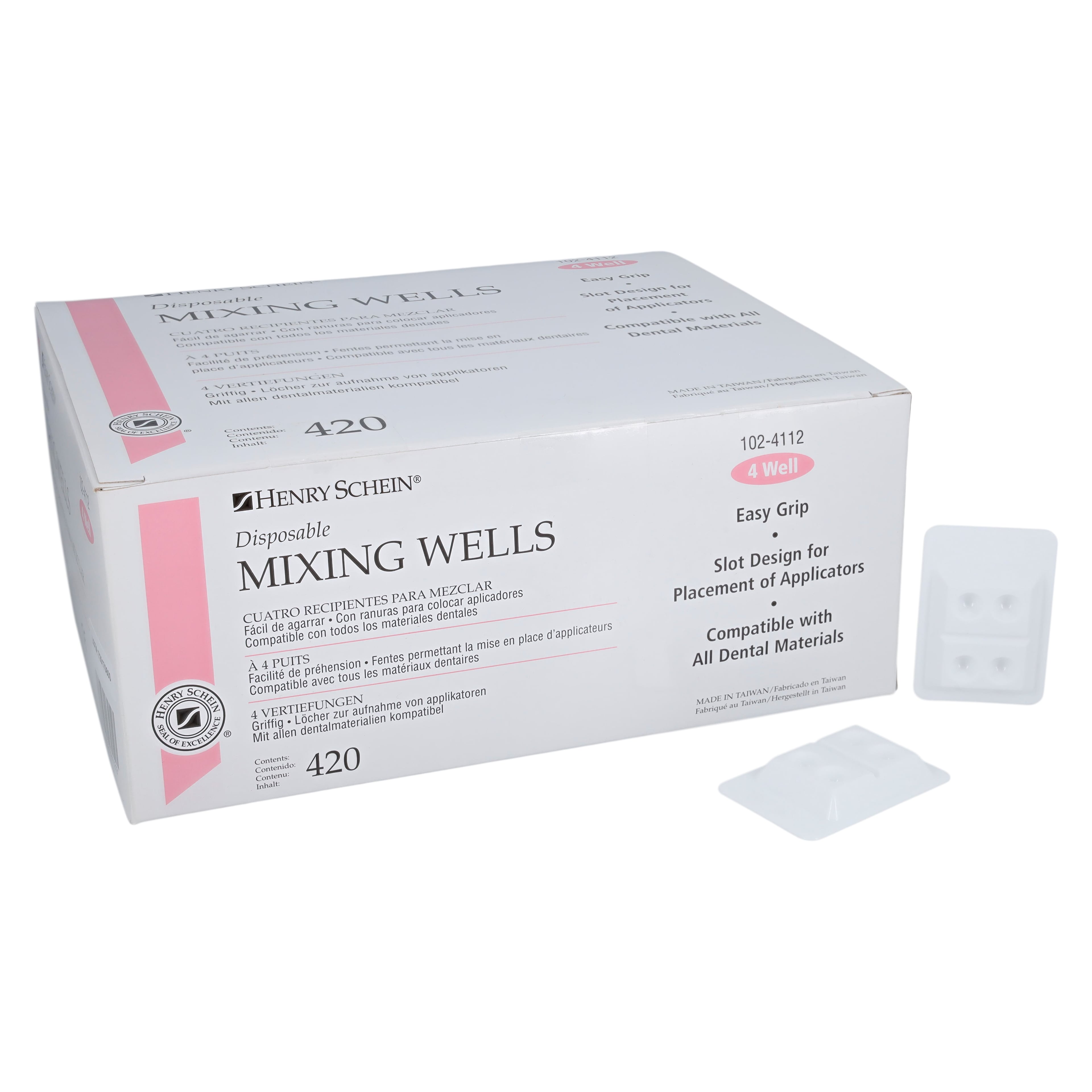 HSI Mixing Well, 4-Well, White, Disposable, 420/Box