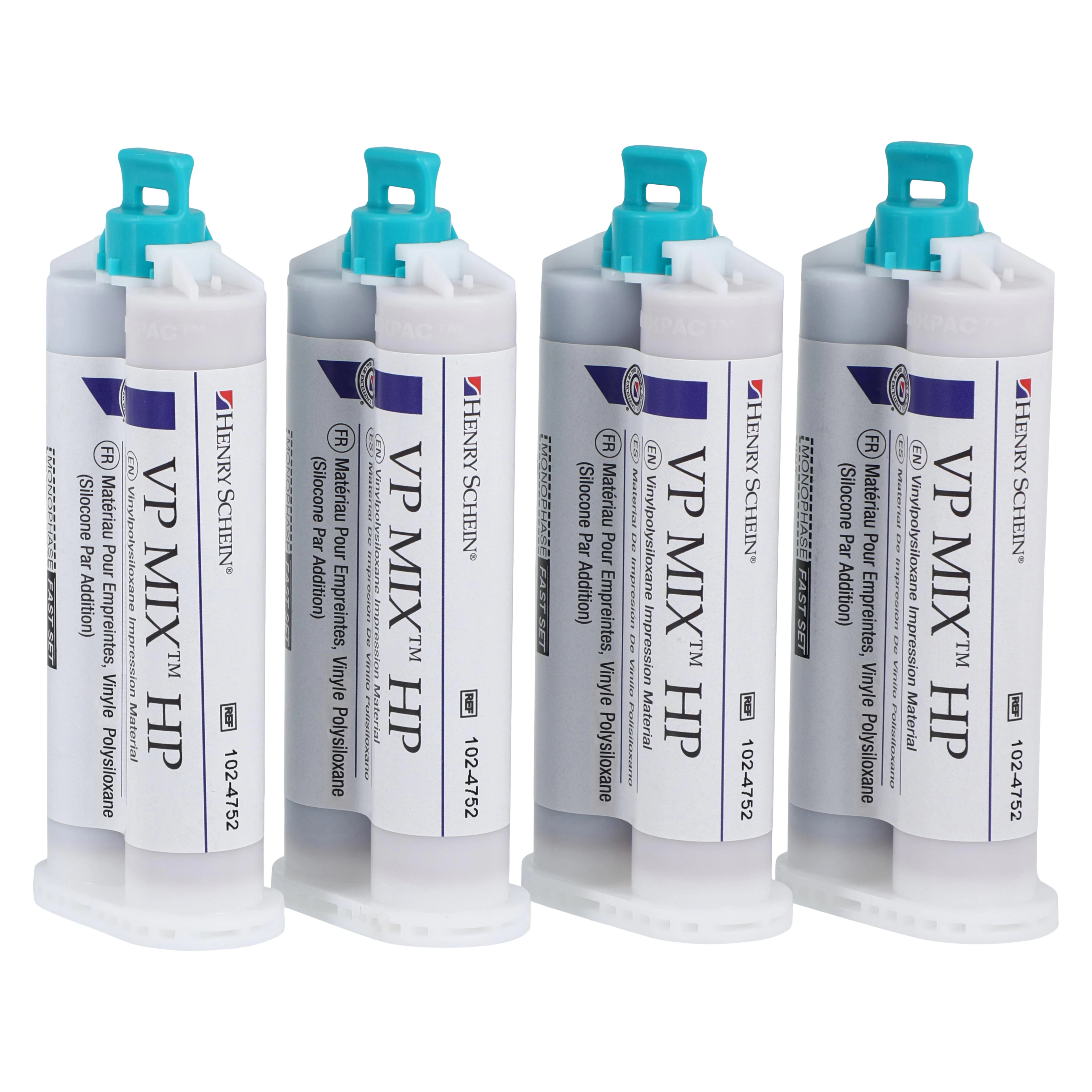 VP Mix HP Fast Set Mint Impression Material, Vinylpolysiloxane, Monophase, 4/Box