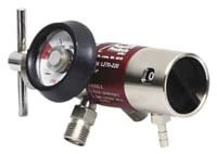 Allied Medical CGA 870 Oxygen Regulator, 0-25 LPM, with Gauge, 2 Check Valves, Hose Barb Outlet