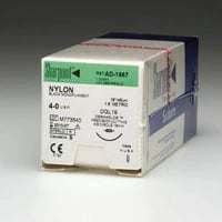 Sharpoint Suture Nylon Monofilament 5-0, 18" (45cm), DGL19 Dermaglide Precision Reverse Cutting, 3/8 Circle Needle, 19mm, Black, Uncoated, Non-Absorbable, 12/Box