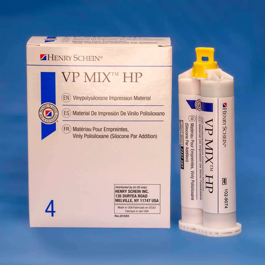 VP Mix HP Fast Set Mint Impression Material, Vinylpolysiloxane, Light Body, 4/Box