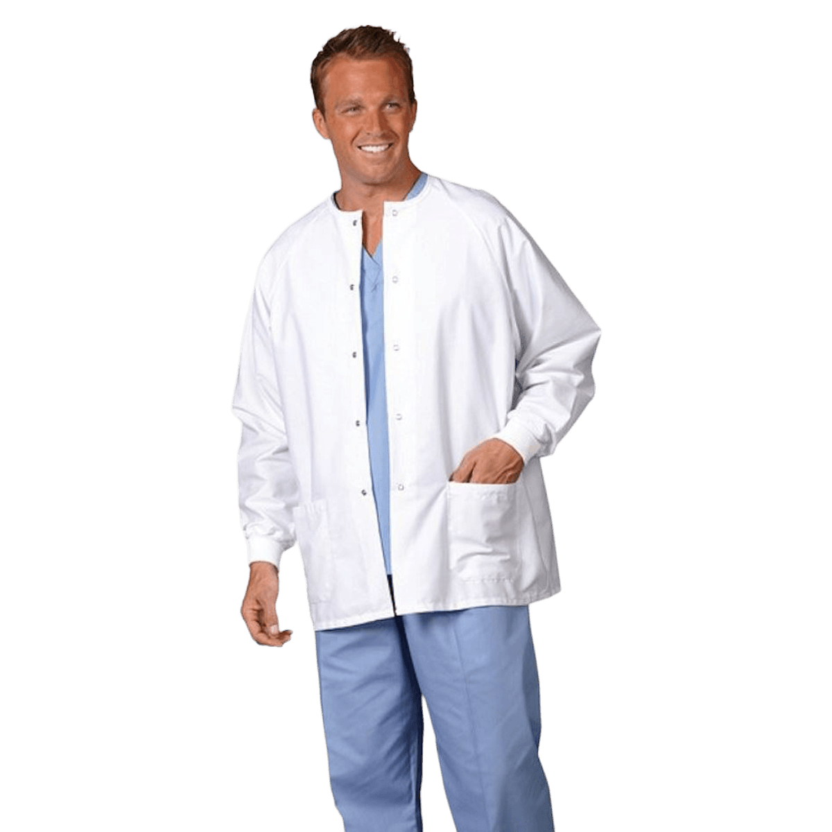 Fashion Seal Warm-Up Jacket, Unisex, 2 Pocket, Large, White, 65% Polyester/35% Cotton, 7699