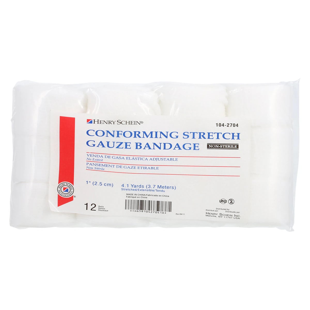 Henry Schein Conforming Stretch Gauze Bandage, 1" x 4.1 yd, 2 Ply, Non-Sterile, 12/Bag