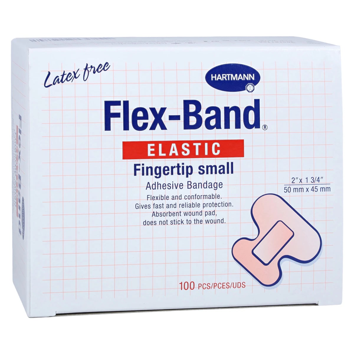 Hartmann Flex-Band Fabric Adhesive Bandage, Fingertip, 2" x 1.75", Flesh, Sterile, 100/Box