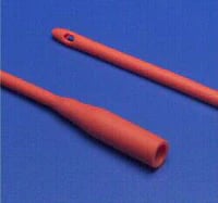 Cardinal Dover Robinson Intermittent Catheter, Round Tip, Red Rubber, 20Fr