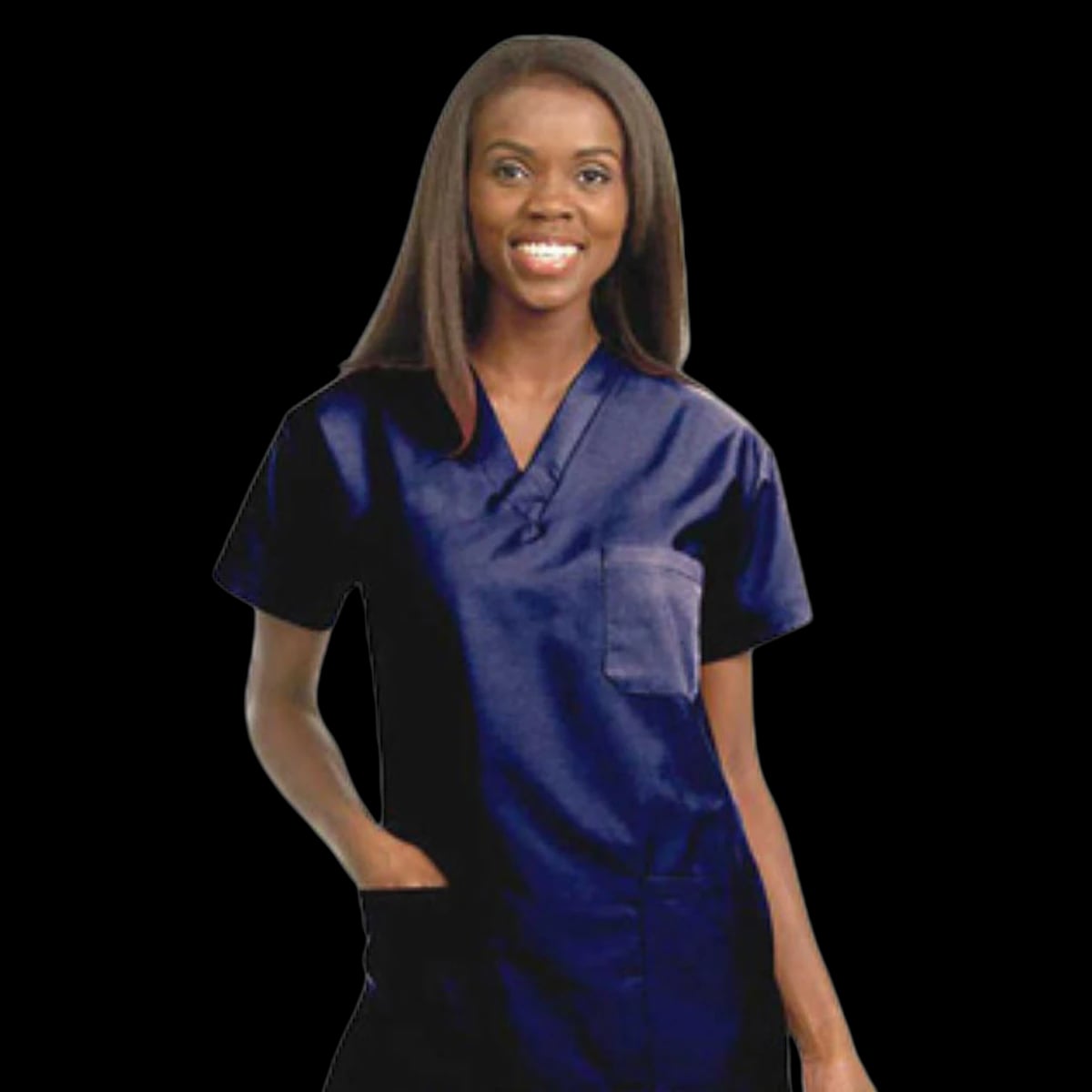 Fashion Seal Scrub Shirt, 3-Pocket V-Neck, Navy, X-Small, Unisex
