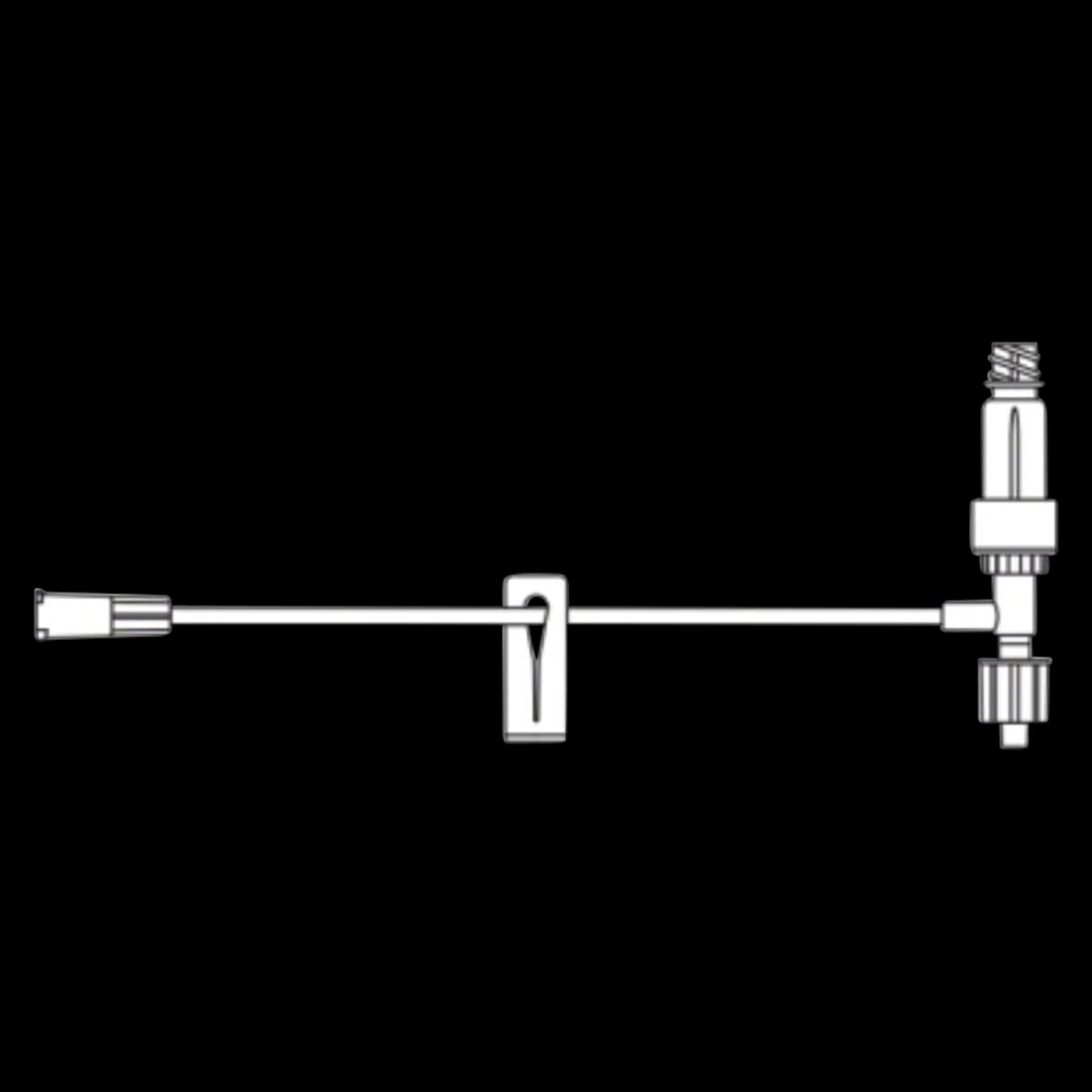 B. Braun IV Extension Set, Needleless T-Port, 5" SPIN-LOCK Connector, Priming Volume 0.6 mL, Removable Slide Clamp, ULTRASITE Valve, Non-DEHP, Sterile, 100/Case