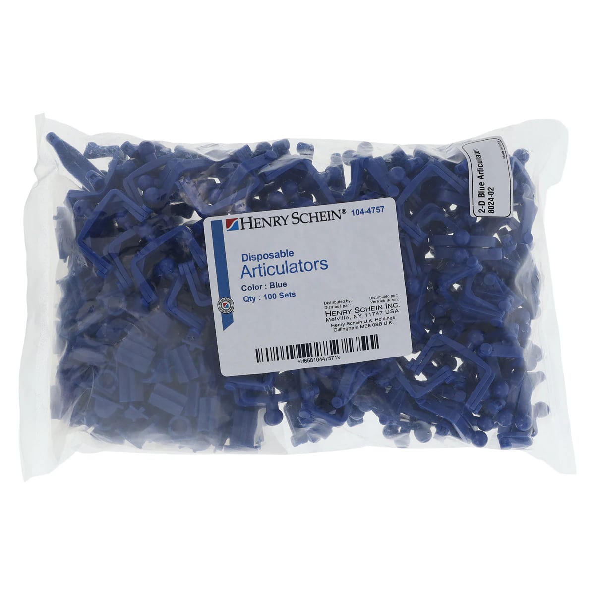 Disposable Blue Articulators, Slotted, Pre-Assembled, 100/Bag