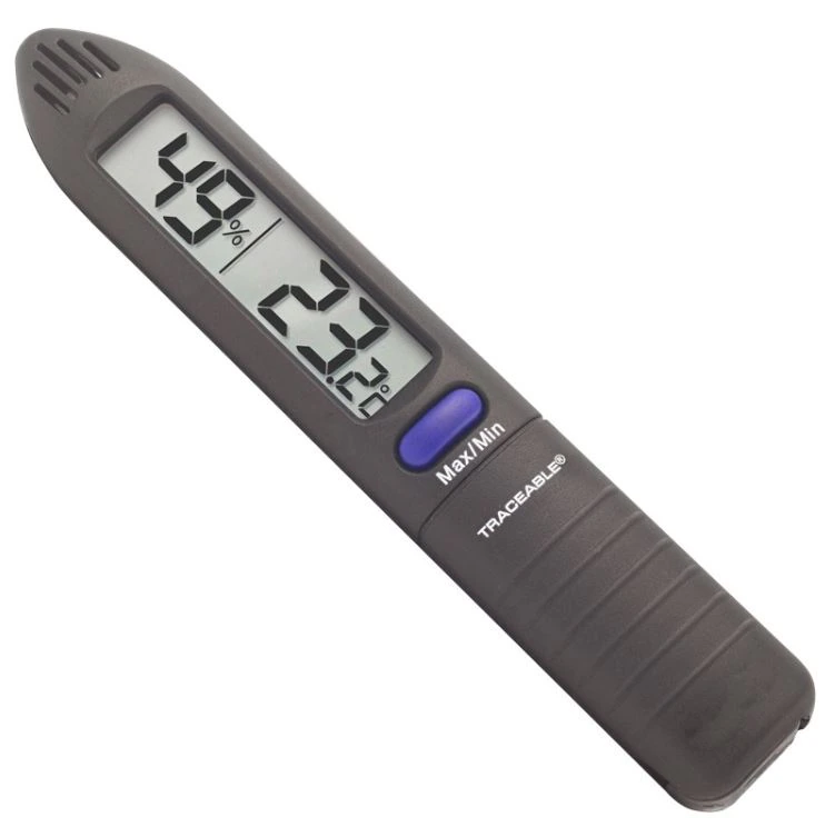 Traceable Humidity/Temperature Pen, ABS Plastic, 0 to 50°C / 20 to 95% RH, Internal Probe, Min/Max Memory, LCD, ISO 17025, A2LA, NIST, Each