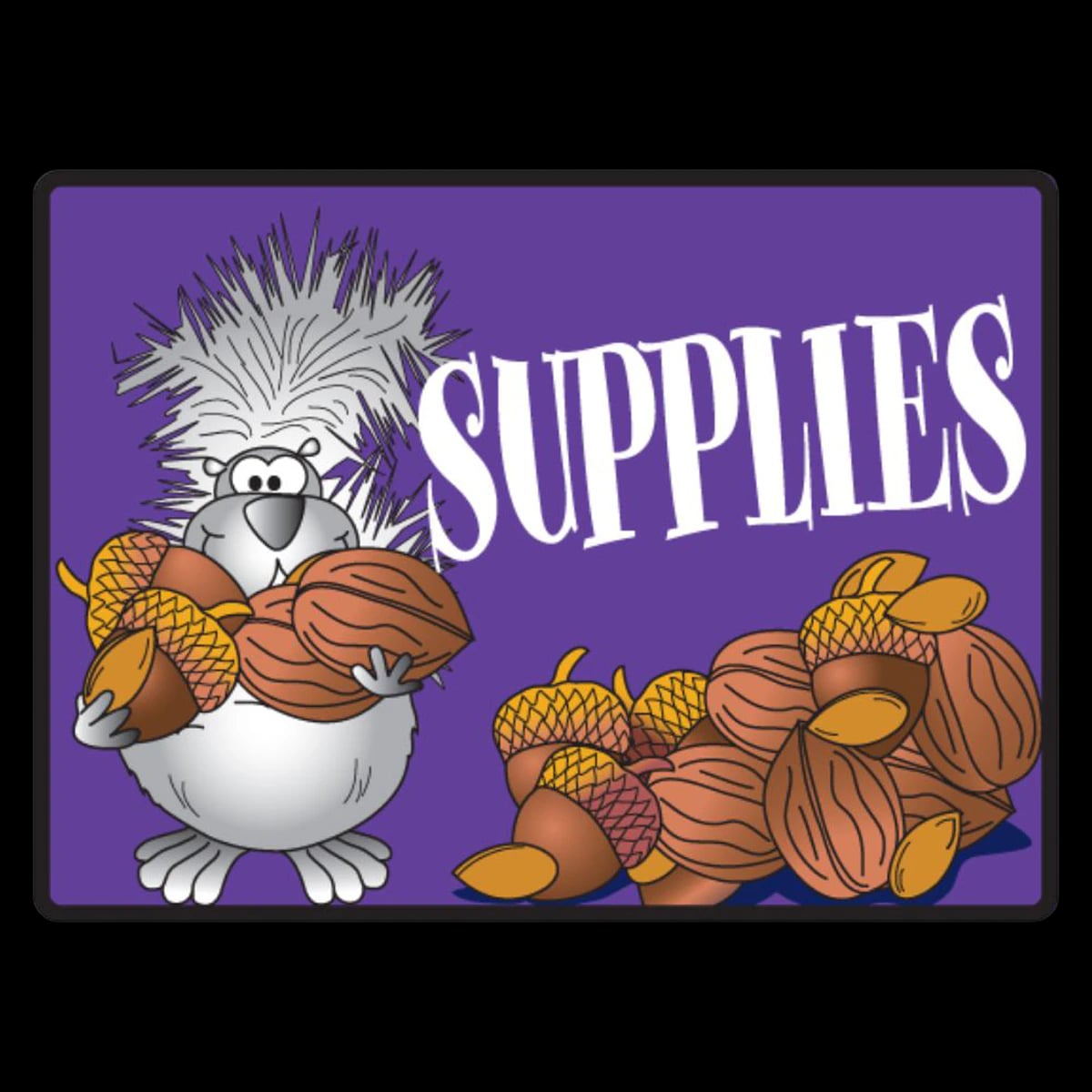 Clinton Industries Exam Room Sign, Flat Surface Mount, Squirrel/Purple, Plastic, Each