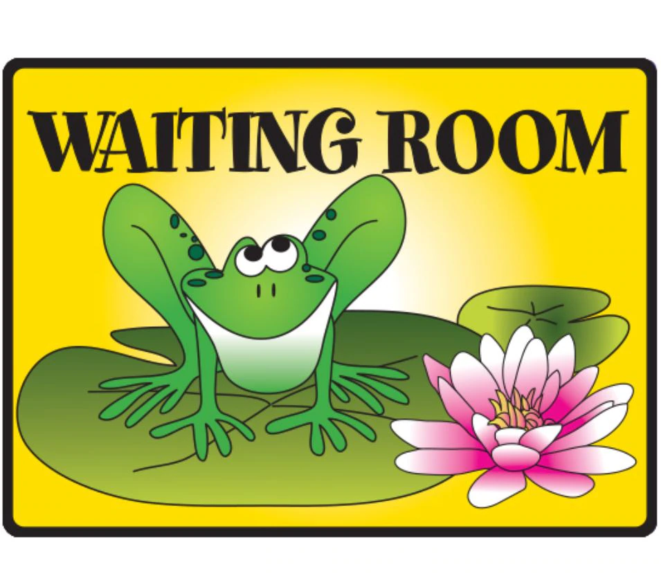 Clinton Industries Exam Room Sign, Flat Surface Mount, Frog/Yellow Plastic, Each