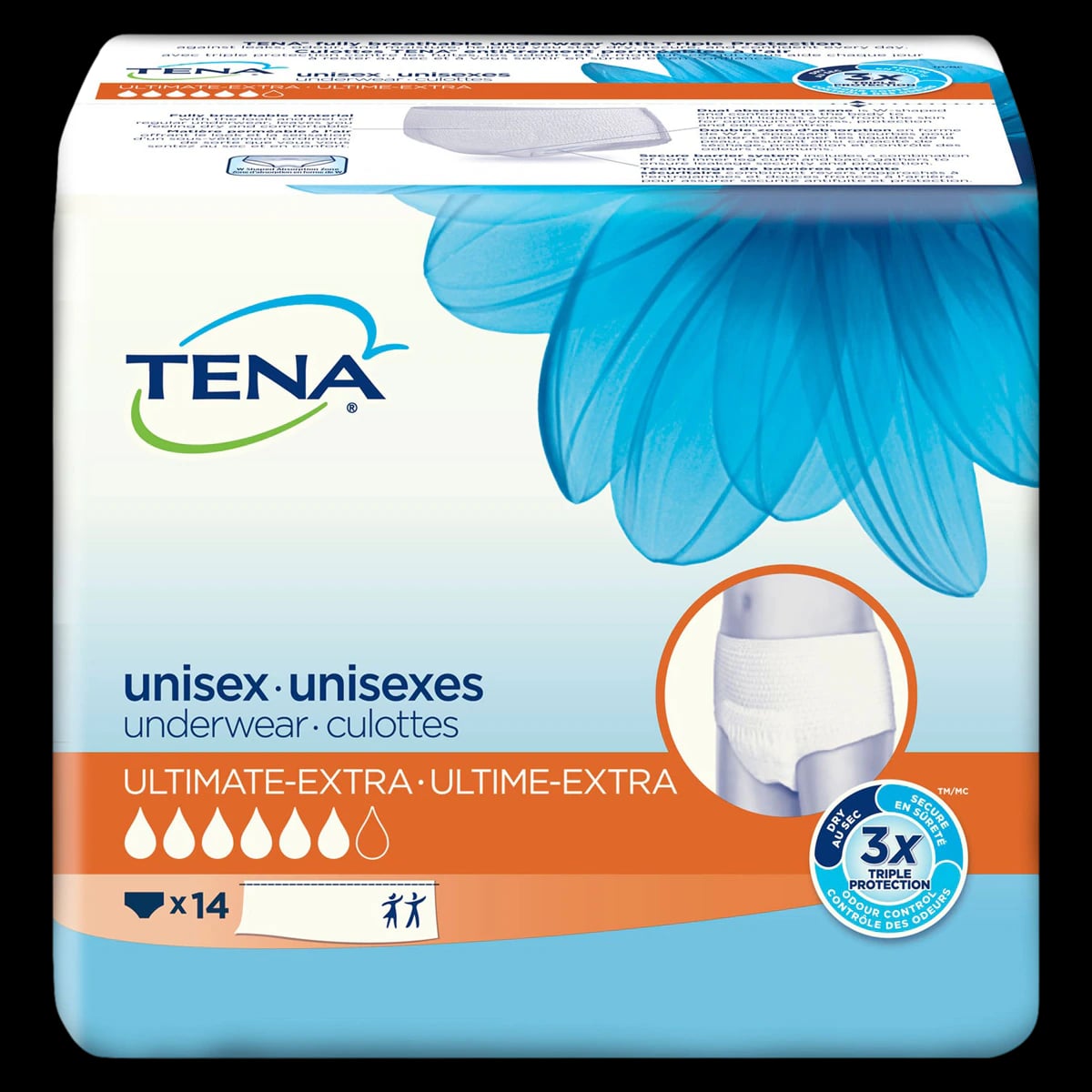 Tena Underwear Protective X-AB, Unisex Adult Incontinence Underwear, Medium (34-44"), Extra White, Cloth-Like, Pull-Up with Tear-Away Sides, 64/Case