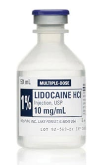 Lidocaine HCl Injection 1% Multiple-Dose Vial, 50 mL, 25/Package