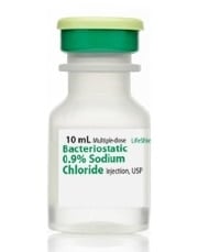 Sodium Chloride 0.9% Bacteriostatic Injection, Multiple-Dose Vial, 10 mL, 25/Box (Pfizer)