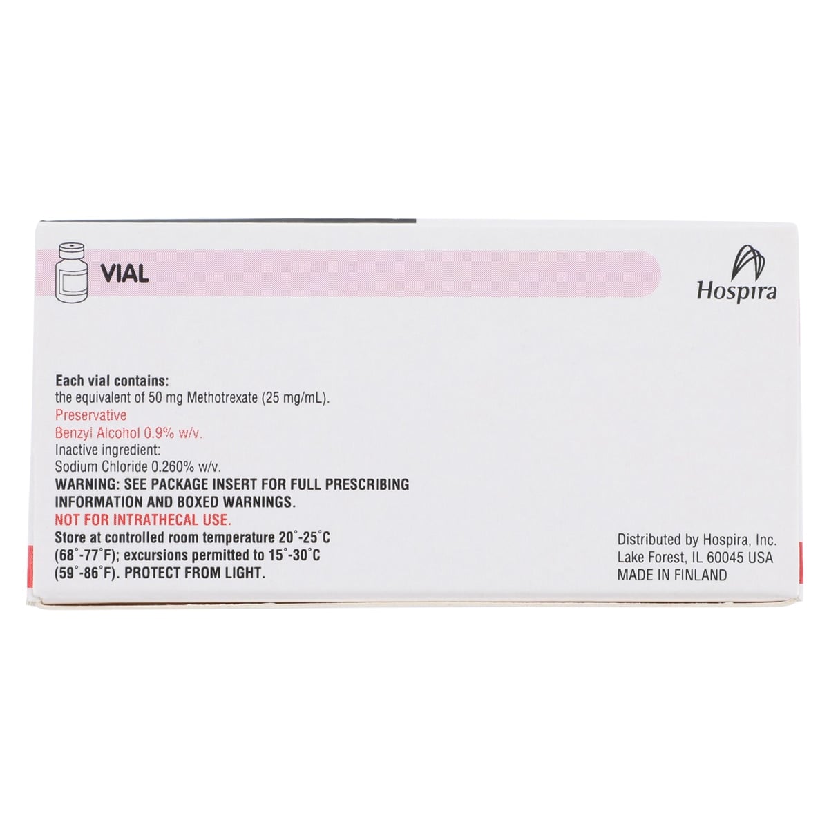 Methotrexate Sodium Injection 25mg/mL MDV 2mL 5/Package, 01KT0J076RKSXCQM4PM4WBAACS