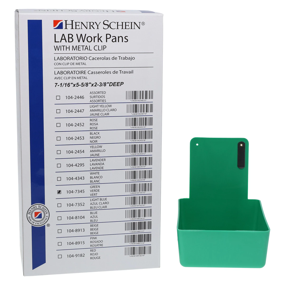 Plasdent Lab Pan with Metal Clip, Grass Green, 7-1/16" x 5-5/8" x 2-3/8", 207MLP 4X