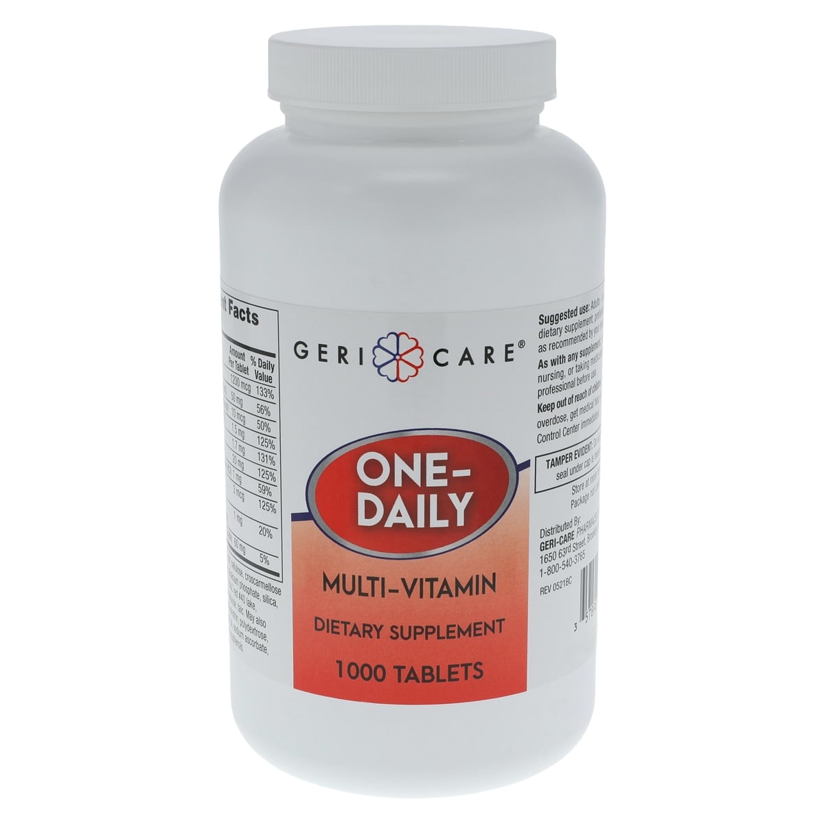 Geri-Care Daily Multi-Vitamin, One-Daily Adult Supplement Tablets, 1000/Bottle