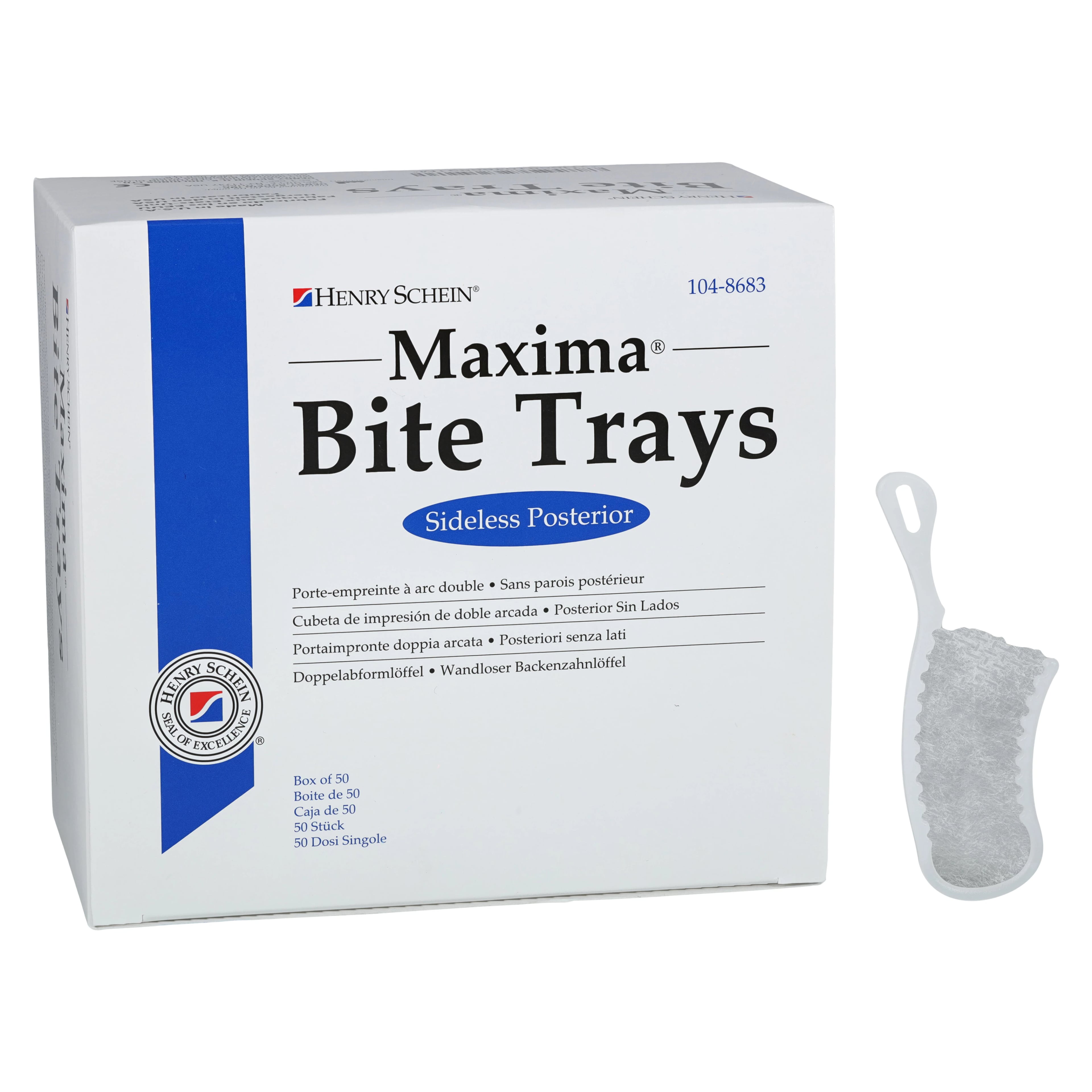 Maxima Bite Trays, Dual Arch, Sideless, Posterior, 50/Box