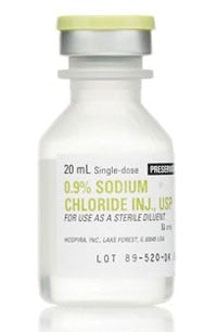 Pfizer Sodium Chloride 0.9% Injection, Preservative-Free, Single-Dose Vial, 20mL, 25/Package