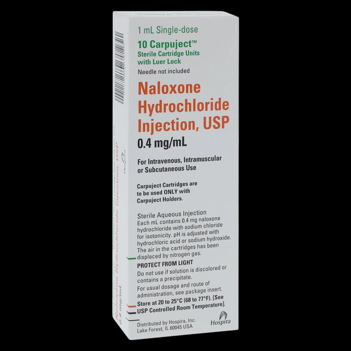 Naloxone HCl Injection 0.4 mg/mL, Carpuject Syringe, 1 mL, No Needle (Pfizer Injectables)