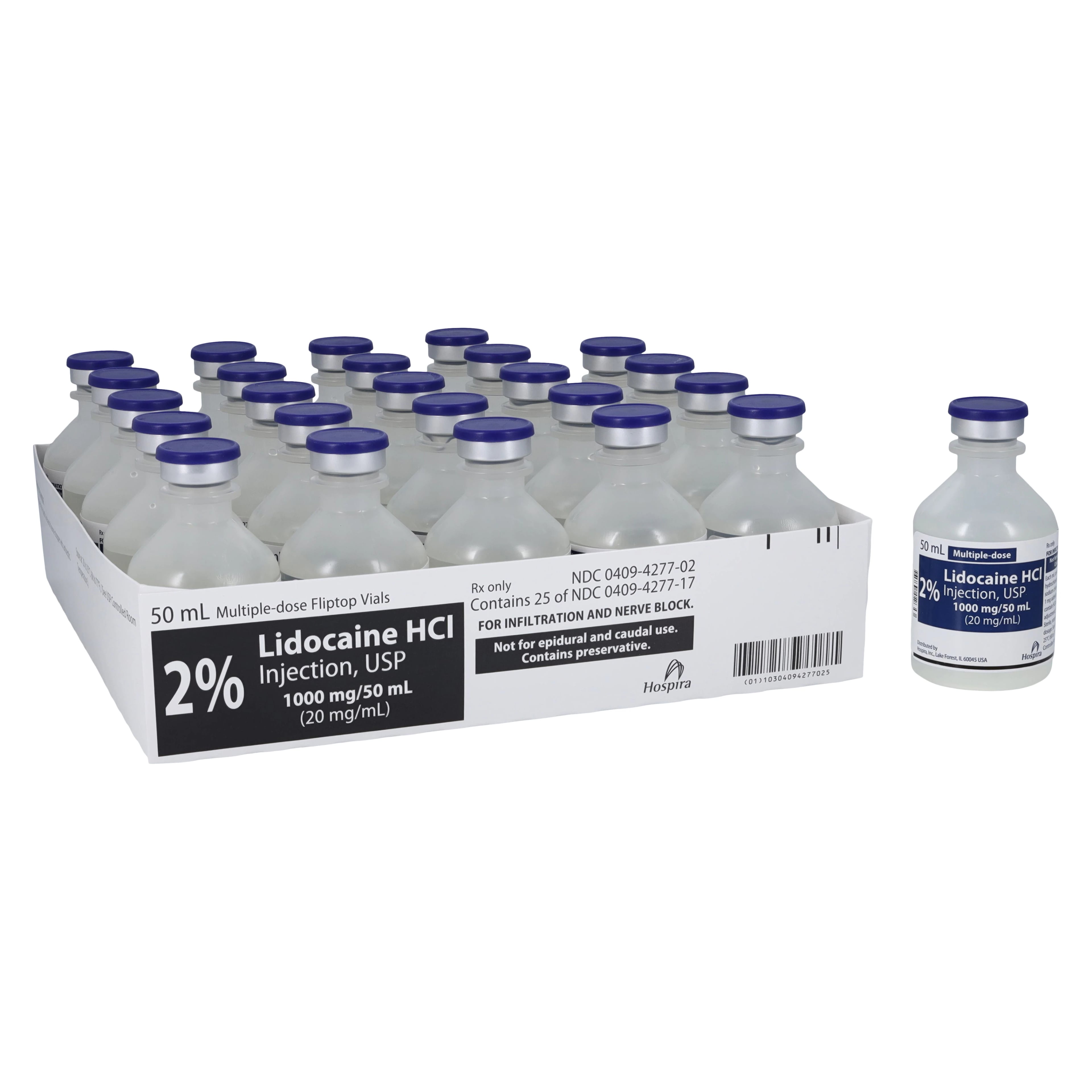 Lidocaine HCl Injection 2% Multiple-Dose Vial, 50 mL, 25/Package