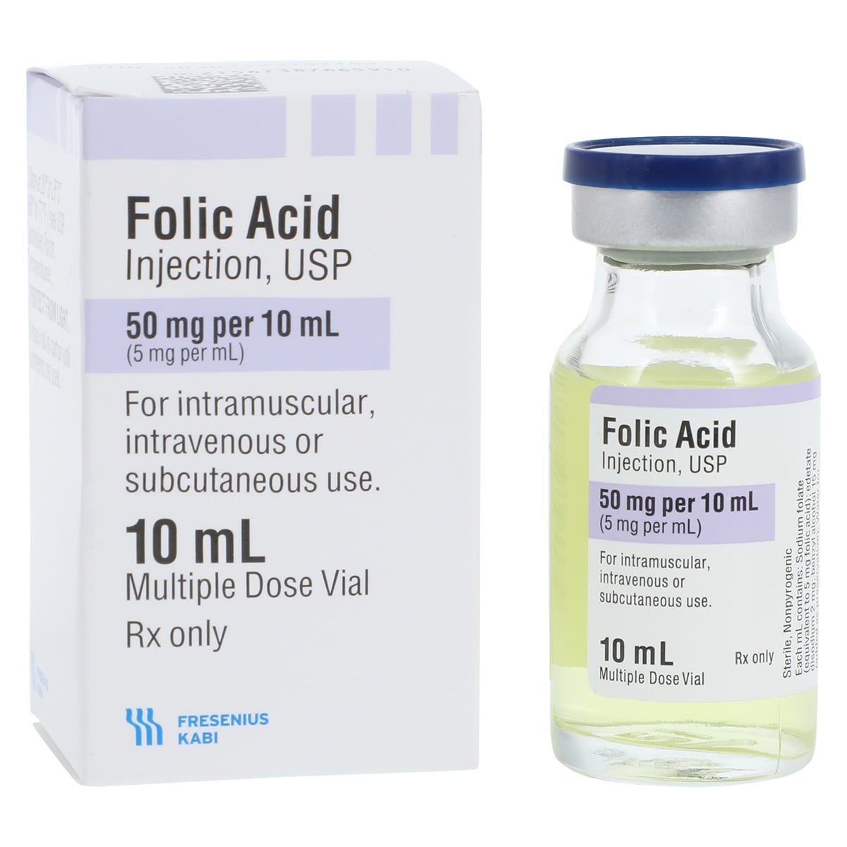 Folic Acid Injection, 5mg/mL, MDV, 10mL Vial