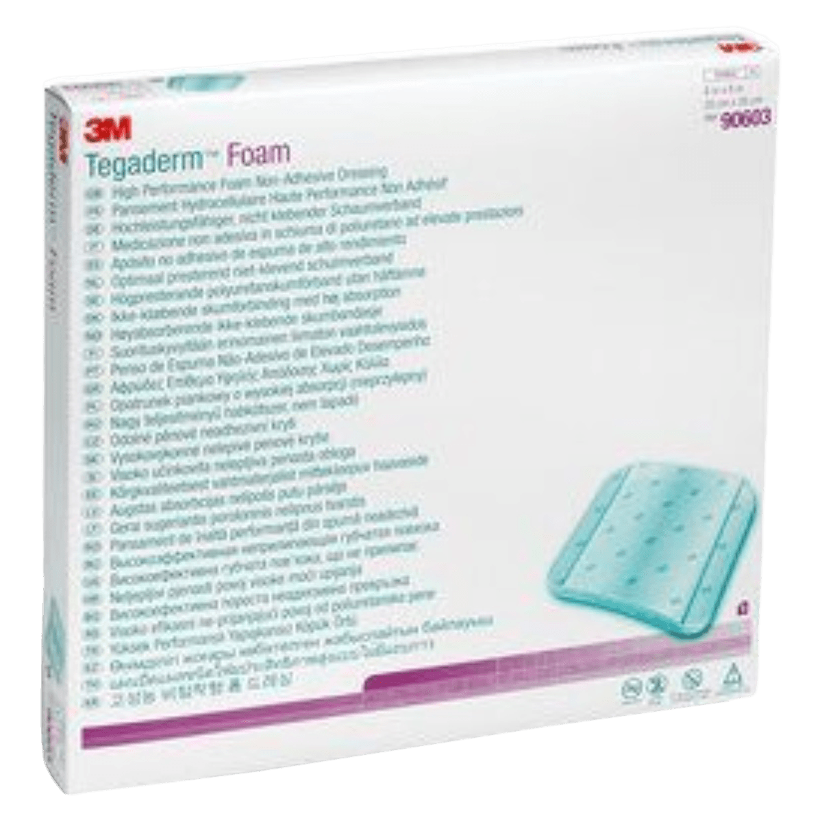3M Tegaderm HP Foam Dressing, Non-Adherent, 8x8 inch, Tan, Sterile, 10/Bx
