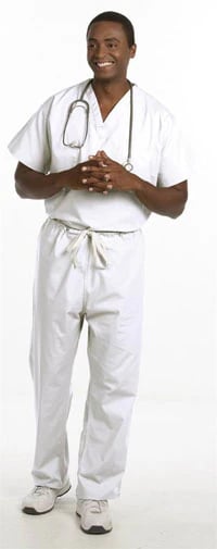 Fashion Seal Unisex Scrub Pant, White, 100% Cotton, Drawstring Closure, 1 Right Hip Pocket, Medium, Reversible, Each