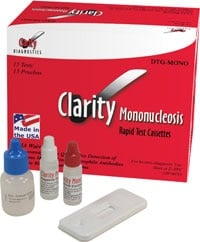 Clarity Mononucleosis Rapid Test Kit, CLIA Waived, Whole Blood, 15 Tests/Box